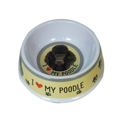 Image of Instant Gifts Bowl Pet/Animal/Dog Feeding/Food/Dinner BLACK POODLE