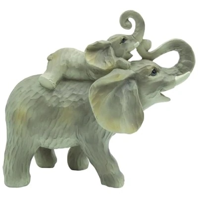Image of Leonardo Collection The Ellie &amp; Family Piggy Back Elephant Figurine Figurines Statues For Home Decor Ideal Ornaments Friendship Gifts Women Men Lovely Centerpiece Living Room Accessories