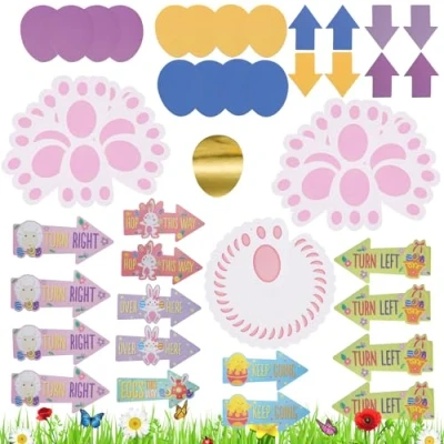 Image of 69PCs Easter Hunt Sign Directions for Kids, Themed Yard Signs, Garden Egg Games, Arrows Outdoor Games
