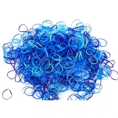 Image of Mytoptrendz® 500pcs Mini Thin Small Soft Rubber Bands Seamless Elastic Hair for Braiding and More (Blue Mix)