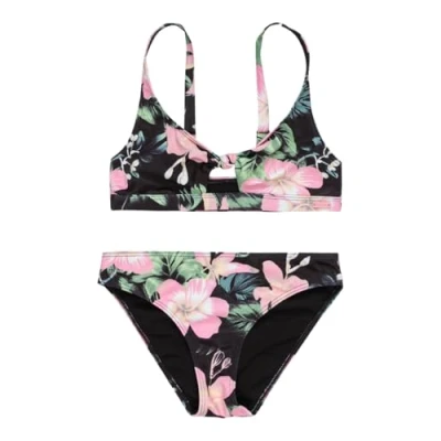 Image of Roxy Shadow Floral Bralette Bikini Anthracite for kids, Size: 8y,