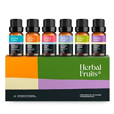 Image of Aerosoul® Essential Oils Set Herbal Fruits 6(10ml) Oil Blends for Diffuser, Aromatherapy Set, 100% Pure+Natural, Diffuser Oil, SPA, Candle Making, Premium Quality