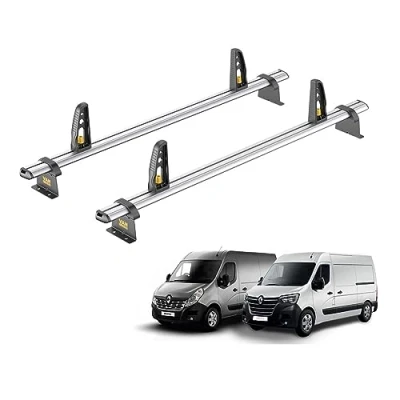 Image of Van Guard Roof Rack for Renault Master (2010+) 2 Aluminium Bars &amp; 4 Load Stops VG286