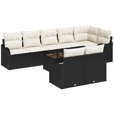 Image of vidaXL 8 Piece Garden Sofa Set with Cushions Brown Poly Rattan
