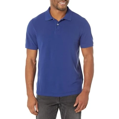 Image of Amazon Essentials Men&#039;s Slim Fit Cotton Pique Polo Shirt, Navy, M