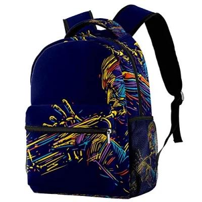 Image of Jazz Trumpet Player Colorful Music Backpack Students Shoulder Bags Travel Bag College School Backpacks