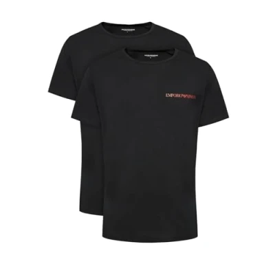 Image of Emporio Armani Men&#039;s Core Logoband Crew Neck 2 Pack T Shirt, Black/Black, S
