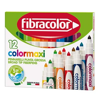 Image of FIBRACOLOR Colormaxi Super Washable Broad Tapered Tip Markers Pack of 12