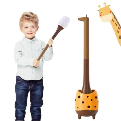 Image of XXFLOWER Toilet Brush Giraffe Shape,Cute Shape Look, PP Bristles Round Brush, Compact Size Brushes Floor Standing, 1 Pack