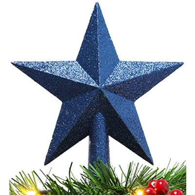 Image of Christmas Concepts® 20cm Glitter Tree Top Star Decoration Topper (Midnight Blue)