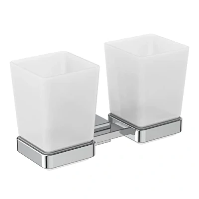 Image of Ideal Standard IOM Square Double Frosted Glass Toothbrush Holder, E2205AA
