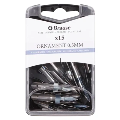 Image of Brause 152005B Plumes de Lettering Pour Porte Plume Boite 15 Ornament 0,5mm Fabrication Allemande