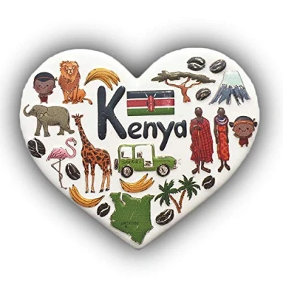 Image of 3D Kenya Heart shaped Refrigerator Magnet Tourist Souvenirs Resin Magnetic Stickers Fridge Home &amp; Kitchen Decoration from China (Kenya)