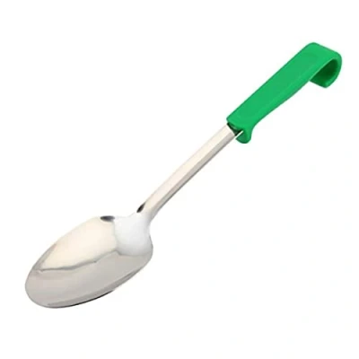 Image of Genware NEV 577 04G Spoon with Plastic Handle, Plain, Green