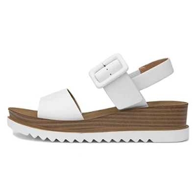 Image of Heavenly Feet Pistachio Womens White Wedge Sandal Size 6.5 UK