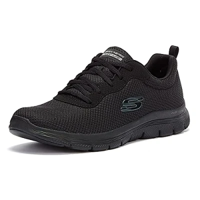 Image of Skechers Women&#039;s Flex Appeal 4.0 Brilliant View Sneaker,Black Mesh/Trim,5.5 UK