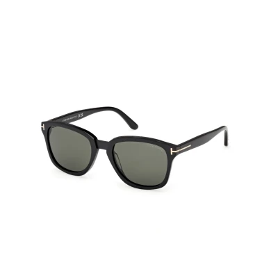 Image of TOM FORD Man FT1213 GRAYDON 01N Sunglasses Acetate Black Green Squared Normal