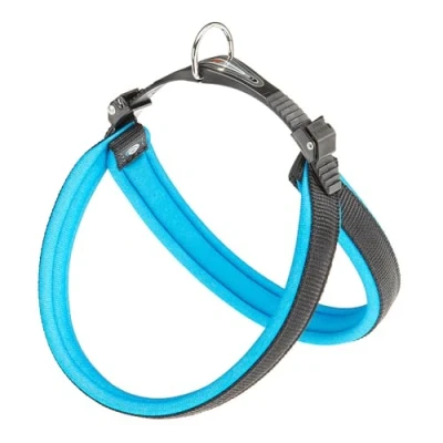 Image of Ferplast Harness for Medium Sized Dogs AGILA FLUO 4 Dog with Soft Padding, Quick Release and Attachment System, Chest Size 44 52 cm. Blue