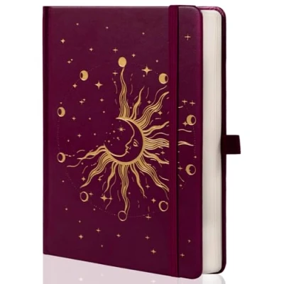 Image of MGGAO Sun &amp; Moon Journals for Women Men, A5 Hardcover Notebooks Writing Work, Travel, School,318 Numbered Pages, 14.7 x 21.4 cm