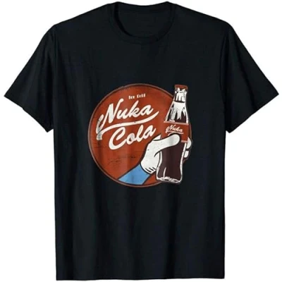 Image of HONGWEl Nuka Cola Word FunnyT Shirt Short Sleeved Top Sweatshirt? Black? T Black S