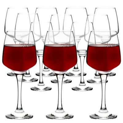 Image of Homiu Large Red Wine Glasses Set of 12 400 ML Crystal Clarity Drinking Glass Florence Collection Party Wedding Gift Cocktail Home Restaurants Kitchen Glassware Dishwasher Safe