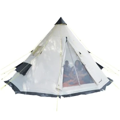 Image of Skandika Tipi Goathi 365 Protect Camping Tent for 6 People, Sewn in Floor, Mosquito Net, 2.5 m Standing Height, 3000 mm Hydrostatic Head, Steel Poles, Indian Tent, Festival Outdoor