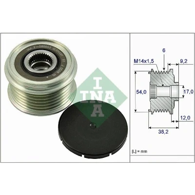 Image of 98281535, 98300762 Freewheel Clutch INA 535 0263 10 Requires special tools for mounting KIA: Sportage IV, III, HYUNDAI: ix35, SANTA FE 3