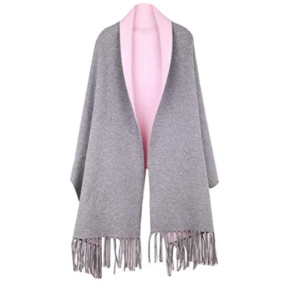Image of Meliya Womens Reversible Pashmina Scarf Extra Large Winter Warm Poncho Super Soft Fringed Wrap Shawl Blanket with Sleeve
