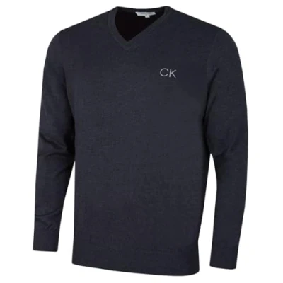 Image of Calvin Klein Golf Mens V Neck Tour Sweater Denim Marl M