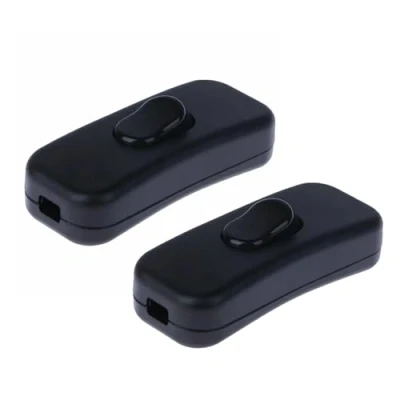 Image of DAJING In Line Switch for Lamps 2 PCS Black Low Profile Inline Cord Switch, 6A/250V, Easy Installation, Compatible with Core &amp; 3 Lighting Cables