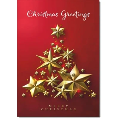 Image of doodlecards Christmas Greetings Card Gold Star Tree Large A4 Size with Plain Envelope