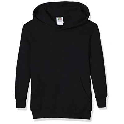 Image of FRUIT OF THE LOOM Unisex Baby Pull over Classic Hooded Sweat, Black (Schwarz 36), 12 13 Years (Manufacturer Size: 152)