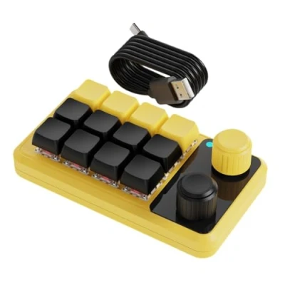 Image of Giwnhvx Knob Keyboard RGB Gaming Keypad Mechanical Hotswap Macropad Programming Macro Custom Black Yellow