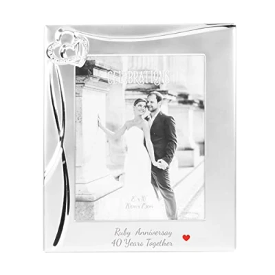 Image of Chichi Ruby Anniversary 40 Years Together with Gem Heart 8&quot; x 10&quot; Photo Frame Hearts &amp; Crystals