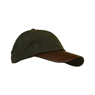 Image of WALKER AND HAWKES Wax Brunswick Baseball Cap w/Leather Peak One Size Olive