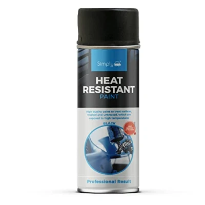 Image of Simply SP 010 Black Heat Resistant Spray Paint 400ml High Adhesion Temperature up to 300 Degrees Wear &amp; Scratch Free Multiple Application