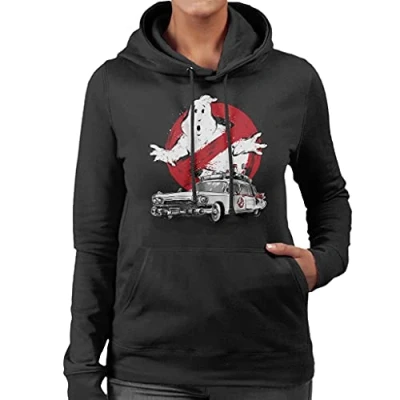 Image of Ghostbusters Ecto 1 Sumi E Women&#039;s Hooded Sweatshirt Black