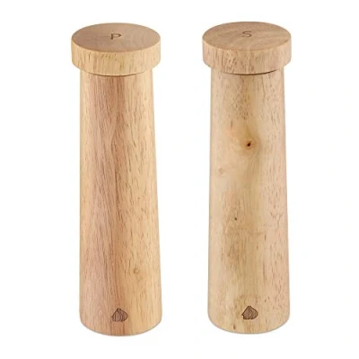 Image of Navaris Salt and Pepper Mill Set Adjustable Ruber Wood Grinders Shakers with Ceramic Grinding Core for Home, Restaurants Design 1