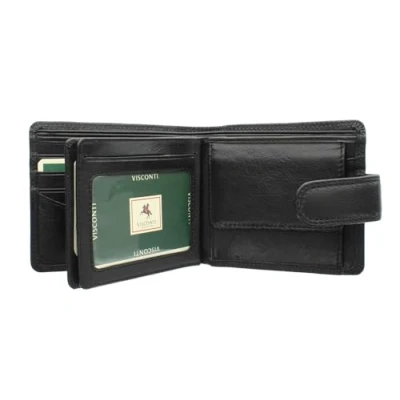 Image of Visconti Heritage Collection STRAND Leather Wallet with Tab Closure RFID blocking HT13 Black