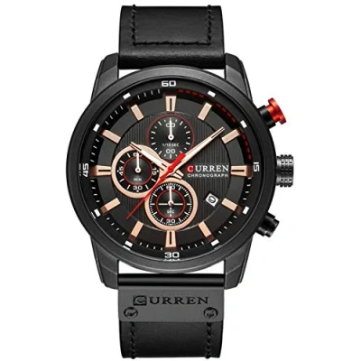 Image of Gosasa Men Sport Chronograph Quartz Watch Brown Leather Strap Date 30M Waterproof Military Male Wrist Watch, Black &amp; Black, Watch,Chronograph