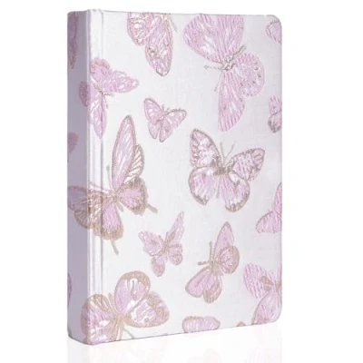 Image of TIEFOSSI A5 Embroidered Fabric Journal for Women Men, College Ruled Journals Writing, Butterfly Hardcover Notebooks Work Business Home School