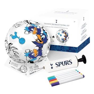 Image of Hy Pro Officially Licensed Colour In Tottenham Hotspur F.C. Football Customisable Football, Merchandise, Crafts, Pump, Stand and Pens, Size 2 Ideal Gift Idea, 3+