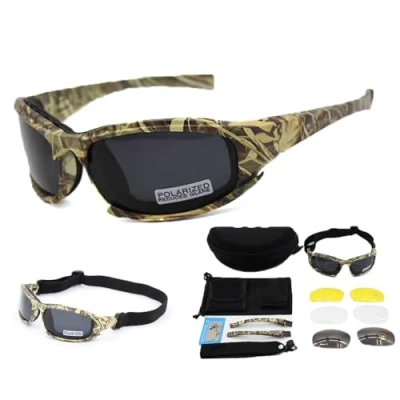 Image of Tryway X7 polarized Sunglasses Tactical eyewear 4LS Mens Military Bullet proof airsoft shooting Gafas UV400 smoke lens Motorcycle Bike Cycling Goggles (Camo)