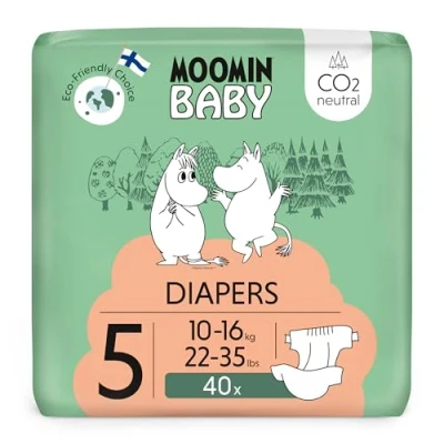 Image of Muumi Baby Eco Nappies Size 5, 10 16 kg, 40 Premium with Anti Leak Barrier Soft and Skin Friendly, Breathable, Absorbent, No Unnecessary Chemicals
