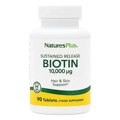 Image of NaturesPlus Biotin 10,000 mcg Sustained Release, High Strength Tablets Hair, Skin, Metabolism Support Gluten Free, Vegetarian 90 Servings