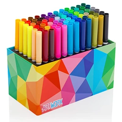 Image of Artworx 72 Felt Tip Pens For Children Premium Quality Washable Colouring Kids Set of Tips With Storage Box