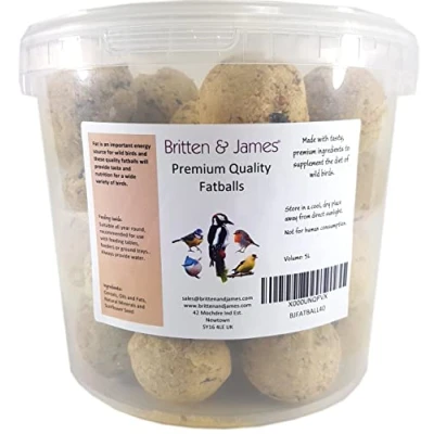 Image of Britten &amp; James Premium Fat Balls for Wild Birds in a Stay Fresh 5L Tub (40 balls)