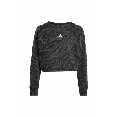 Image of adidas Sportswear Future Icons Cropped Sweatshirt for kids, Size: 11 12y, Black carbon multi white