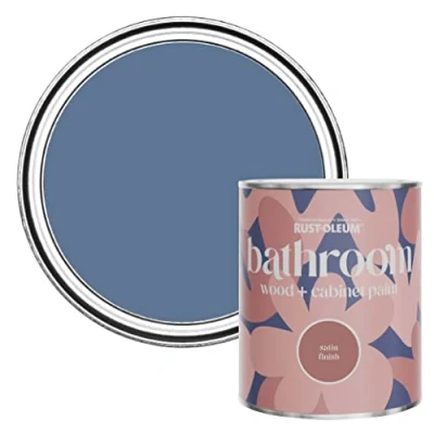 Image of Rust Oleum Blue Moisture Resistant Bathroom Wood and Cabinet Paint in Satin Finish River 750ml