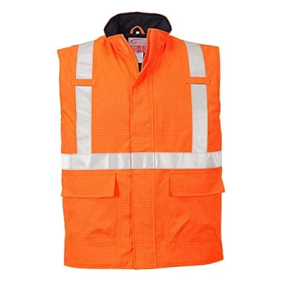 Image of Portwest Bizflame Rain Hi Vis Antistatic FR Bodywarmer, Size: L, Colour: Orange, S776ORRL